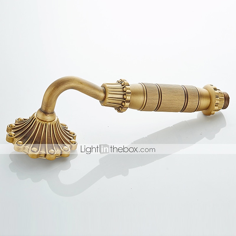 badekarkran - retro antikk messing veggmontering keramisk ventil badekar dusj blandebatterier / land / enkelthåndtak / ja / regndusj / hånddusj inkludert 2025 - $145.99 –P5