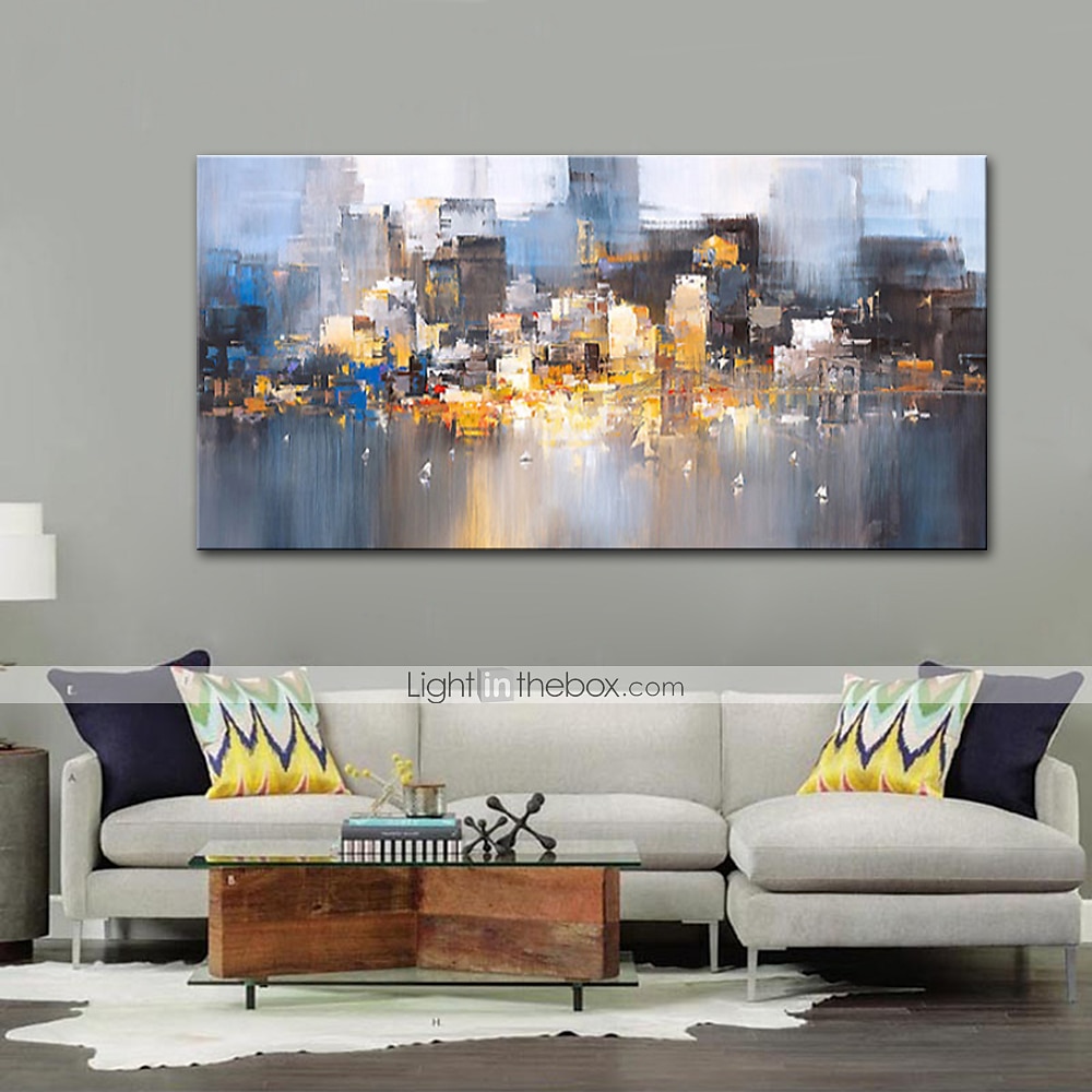 картина маслом ручная роспись стены искусство абстрактный городской пейзаж горизонт домашний декор декор свернутый холст без рамы не растянутый 2025 - $89.99 –P5