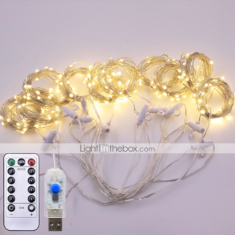 ablak függöny zsinór lámpák 300 led csillogó csillag 3m x 3m függő tündérfények esküvői dekoráció 8 világítási mód hálószobához esküvői partihoz otthoni kert fali dekoráció usb tápellátás ir 2025 - $26.99 –P3