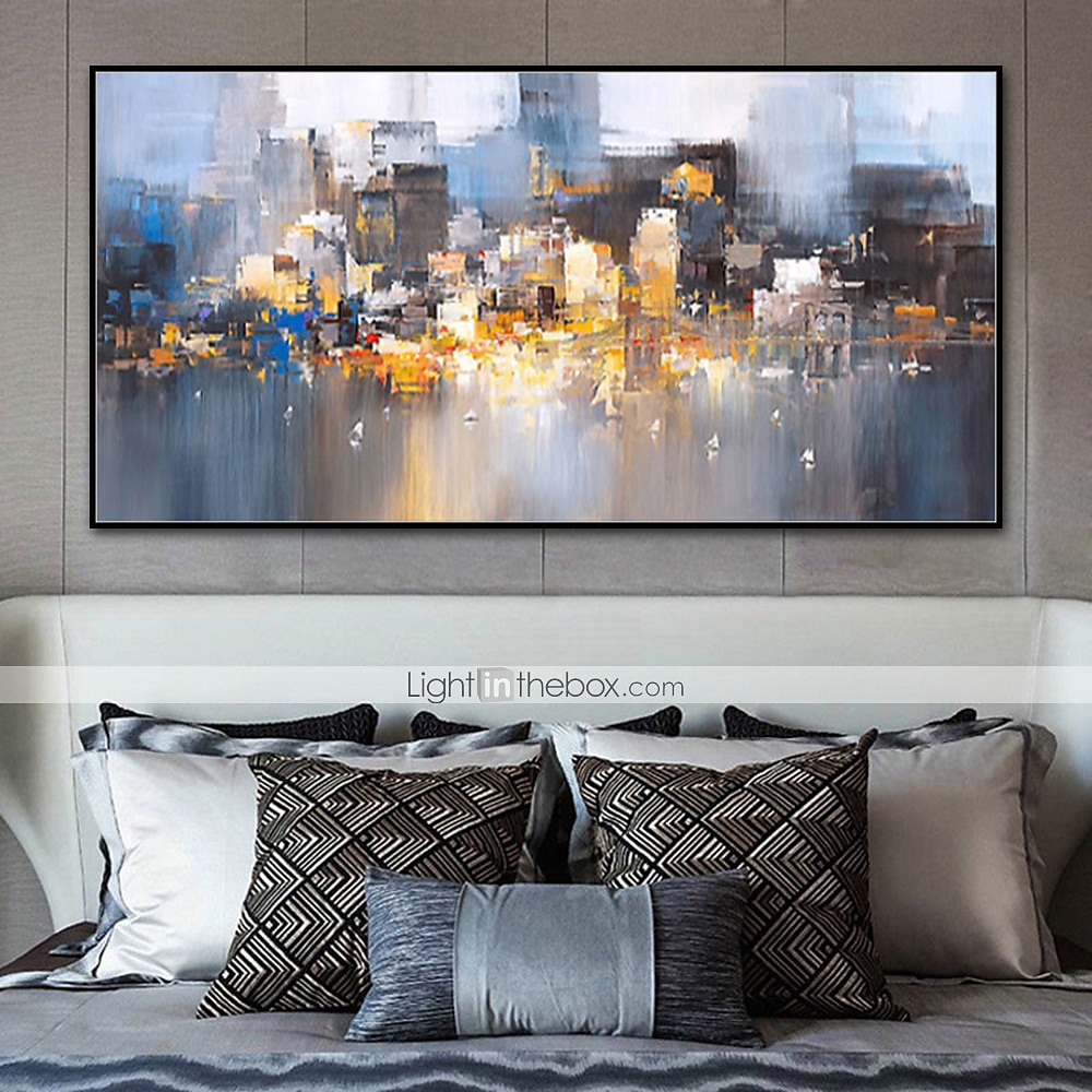 картина маслом ручная роспись стены искусство абстрактный городской пейзаж горизонт домашний декор декор свернутый холст без рамы не растянутый 2025 - $89.99 –P3