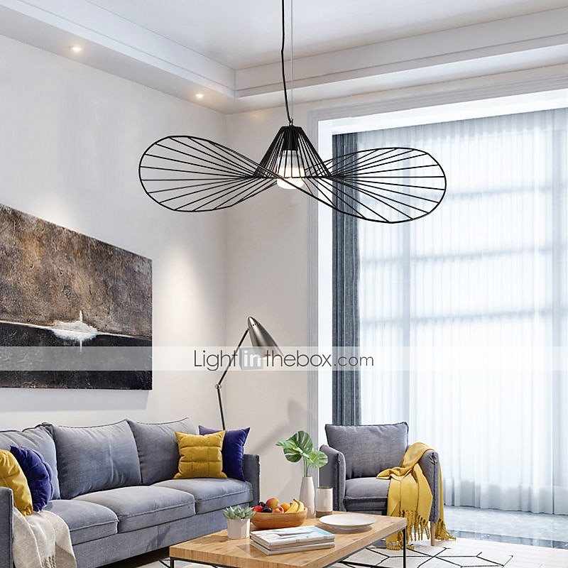 led přívěsek světlo moderní severský personalizovaný dekorativní lustr minimalismus železné řemeslo e27 černý slaměný klobouk lehká móda ac110v 220v 2025 - $229.99 –P2