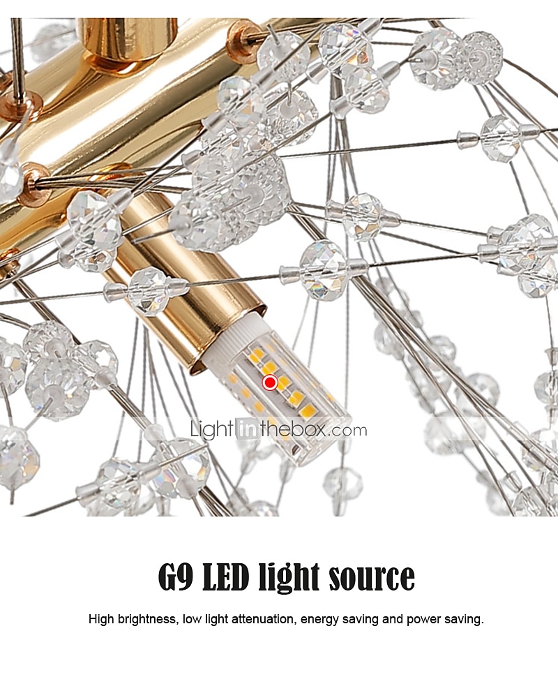 2026年 8/9/12ヘッドLEDペンダントライト北欧タンポポシャンデリア花火クリスタルランプ芸術的なリビングルームダイニングルーム寝室ランプロマンチックな衣料品店バーランプ15-22インチ  コレクション – $249.99 –P4