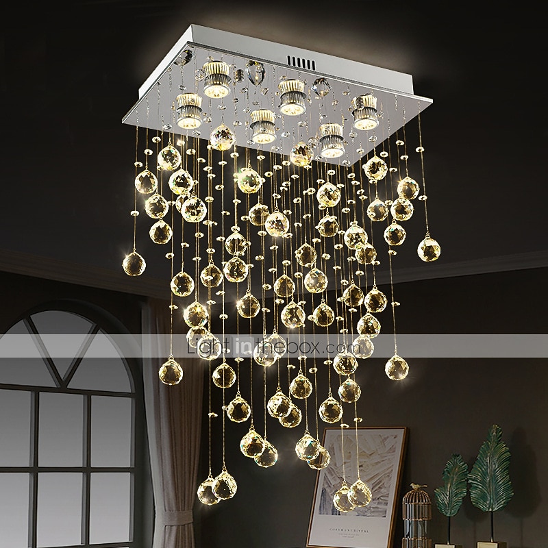 50cm ledet krystall lysekrone moderne lantern desgin innfelt lys rustfritt stål galvanisert 110-120v 220-240v 2025 - $334.99 –P3