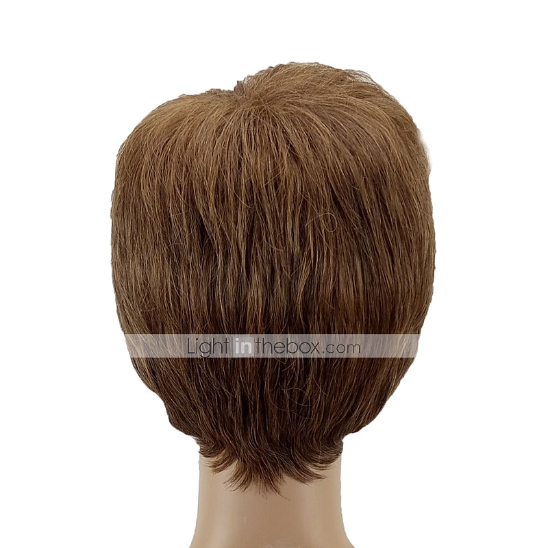 Parrucche sintetiche Parrucchini Liscio Taglio corto spettinato Parrucca Corto Marrone chiaro Capelli sintetici 8 pollice Per uomo Resistente al calore Marrone hairjoy del 2025 a $24.99 –P4