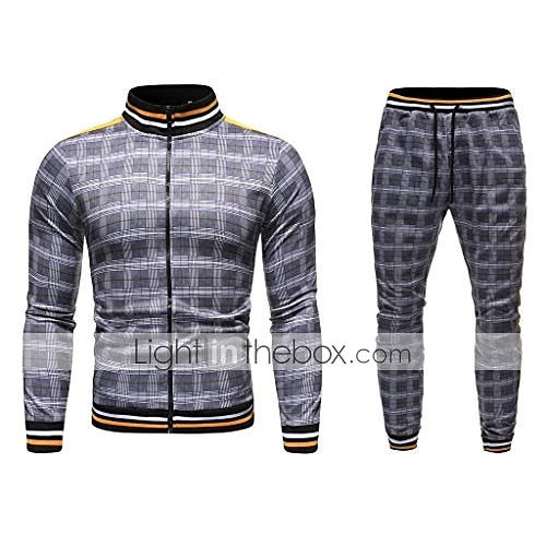 conjuntos de roupas esportivas masculinas - agasalho de inverno clássico xadrez de manga comprida - jaqueta de moletom com zíper completo com calças para homens - roupas esportivas elegantes para ginástica masculina - presentes de natal para homens de 2025 por $49.99 –P8