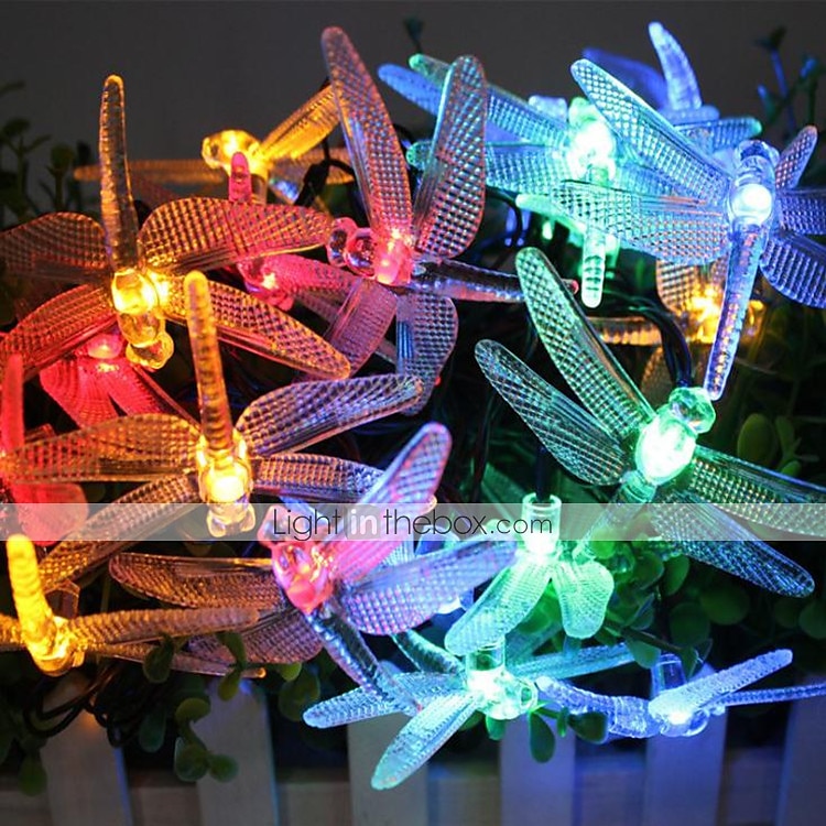 Dragonfly Solar String Lights Outdoor 6.5M 30LEDs Waterproof Solar Fairy Lights 8 Modes Decorative Lights for Patio Garden Yard Fence Wedding Christmas Party Warm White RGB Multicolor 2025 - $33.99 –P10