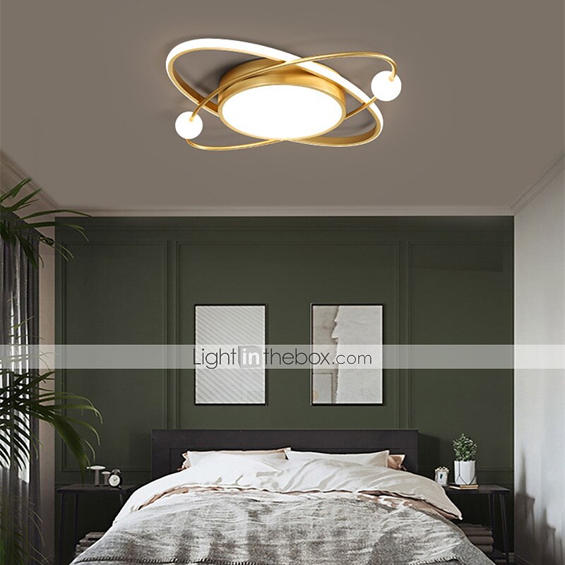 50/60 cm ledet taklampe gull planet design moderne geometriske former innfelt lys metallmalte overflater juledekorasjon 110-120v 220-240v 2025 - $245.09 –P5