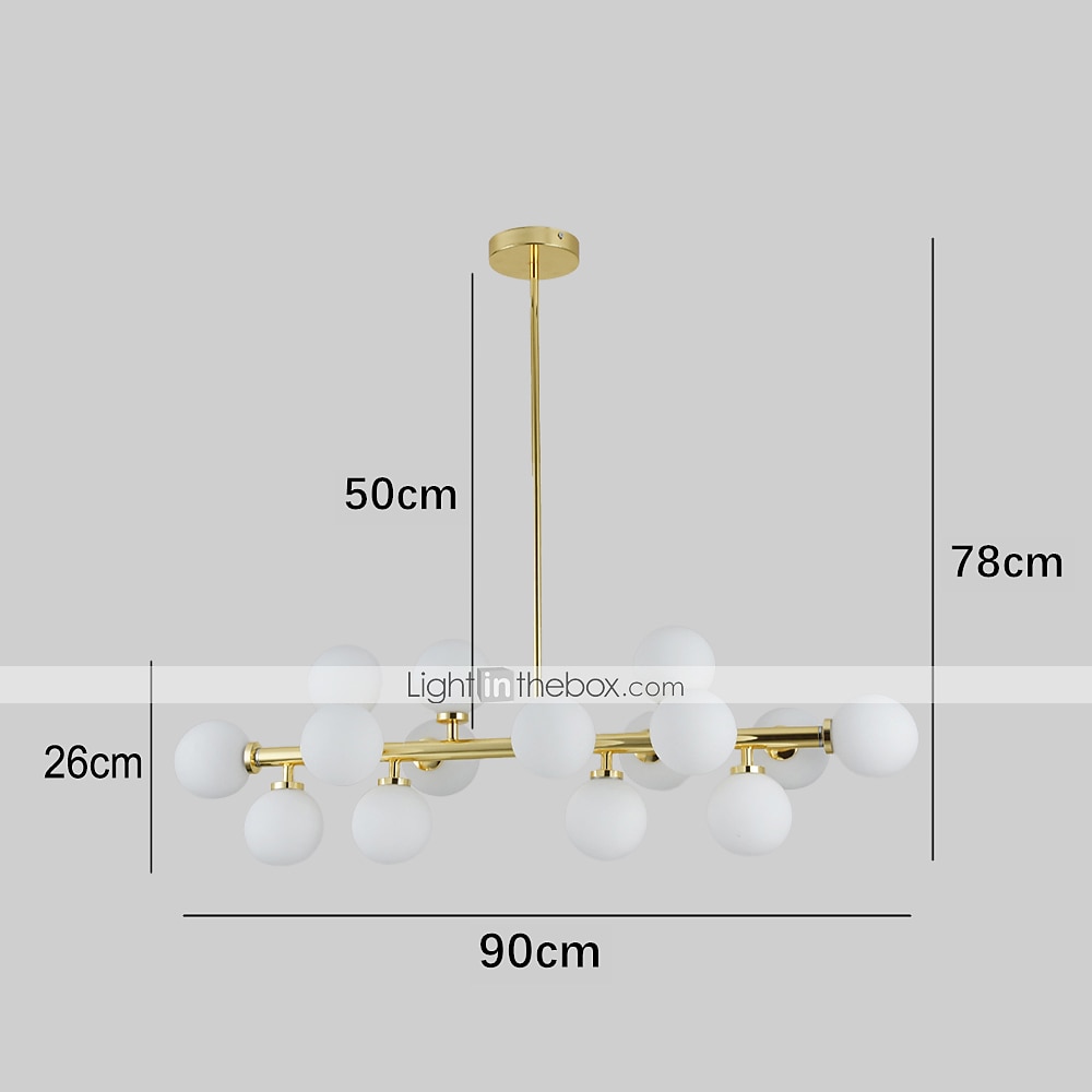 16 Bulbs 90cm(35.4") LED Gold Pendant Light Metal Glass Sputnik Electroplated 3.9" Lampshades Molecular Nordic Chandelier for Home Bedroom Kitchen 2025 - $377.89 –P1