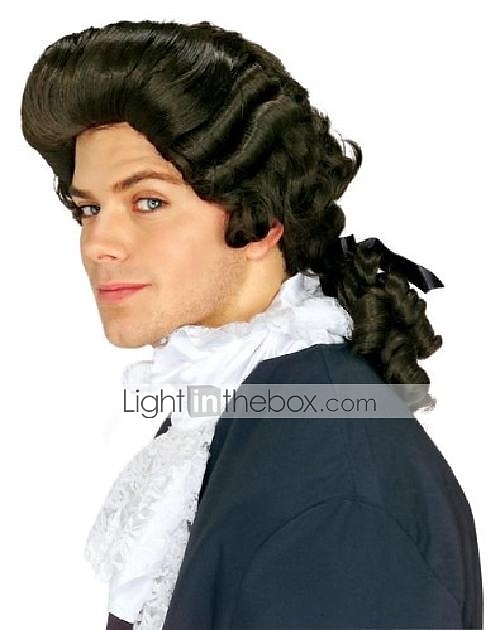 fantasia cosplay peruca parte do meio ondulada peruca marrom cabelo sintético peruca preta masculina carnaval de 2025 por $20.99 –P1