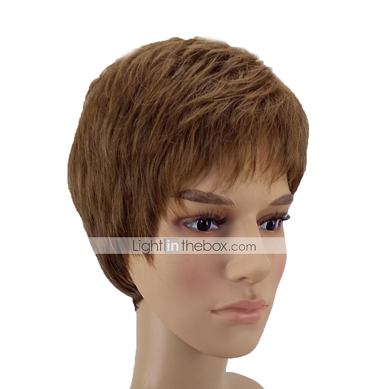Parrucche sintetiche Parrucchini Liscio Taglio corto spettinato Parrucca Corto Marrone chiaro Capelli sintetici 8 pollice Per uomo Resistente al calore Marrone hairjoy del 2025 a $24.99 –P3