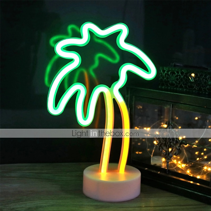 Flamingo Coconut Tree Cactus Decoration Light Night Light New Year's Xmas Decoration AA Batteries Powered USB 1pc 2025 - $35.99 –P4