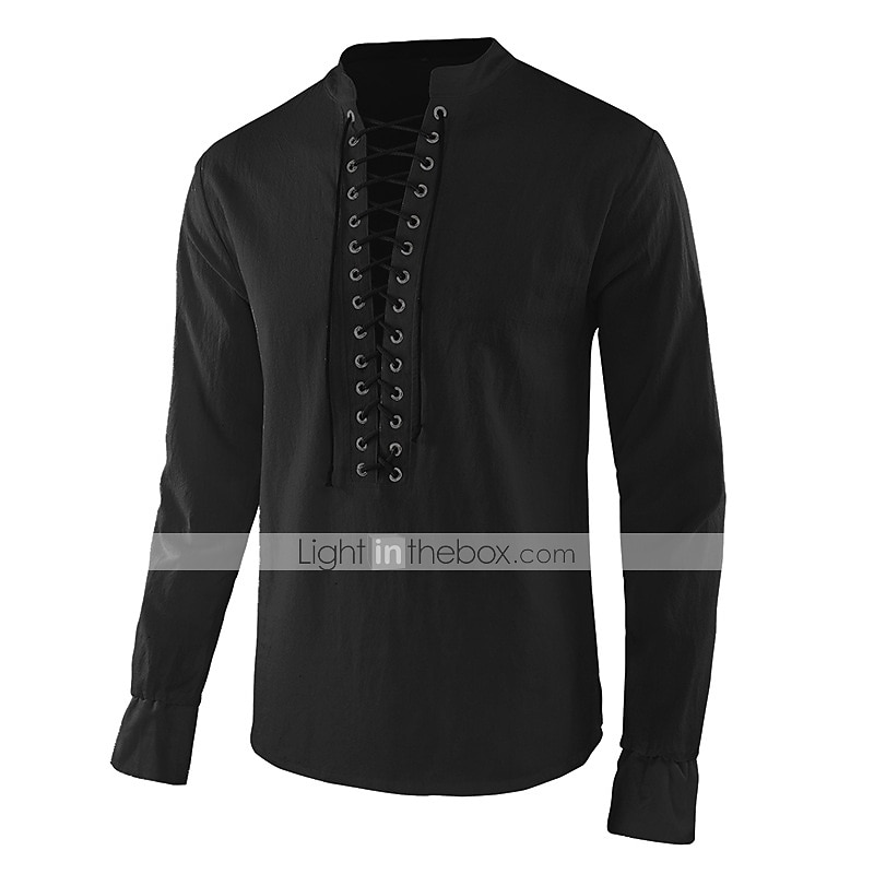 Retro Vintage Punk & Gothic Medieval Blouse / Shirt Masquerade Tuxedo Vampire Knight Ritter Viking Men's Pirate Fantasy Steampunk Halloween Carnival Masquerade Party Halloween Adults' Shirt 2025 - $35.99 –P5