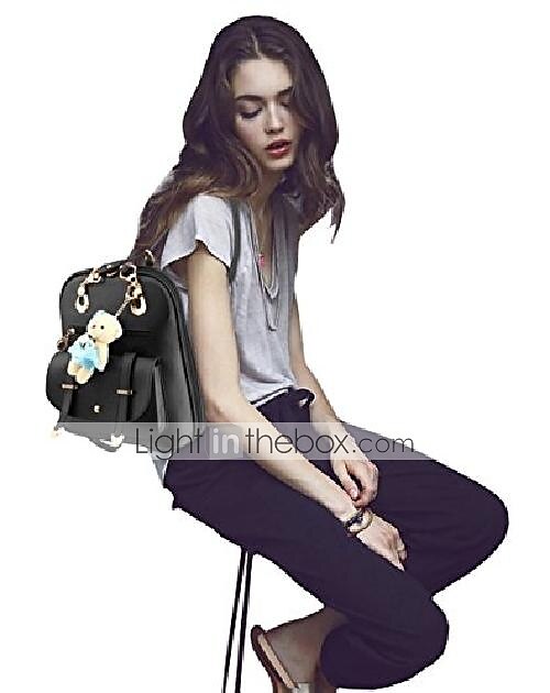 Per donna Zaino per la scuola zaino Esterno Giornaliero Viaggi Tinta unica pelle sintetica Massima capacità Bottoni Cerniera Blu chiaro Grigio chiaro Vino del 2025 a $34.99 –P7