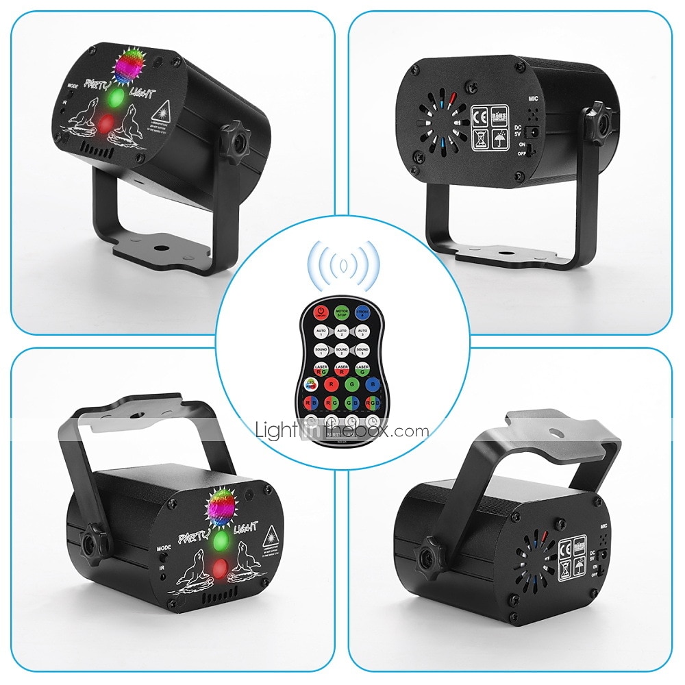 DJ Disco Stage Party Lights Laser Strobe Lights LED Sound Activated 60 Patterns RGB Flash Projector with Remote Control for Christmas Halloween Pub KTV Bar Dance Gift Birthday Christmas Gift 2025 - $38.99 –P6