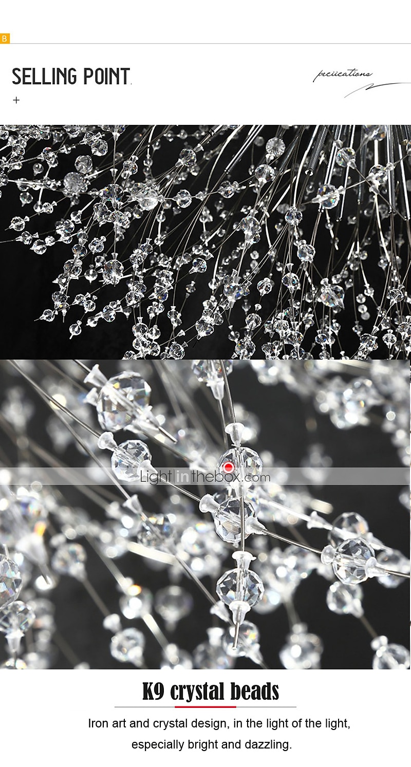 2026年 8/9/12ヘッドLEDペンダントライト北欧タンポポシャンデリア花火クリスタルランプ芸術的なリビングルームダイニングルーム寝室ランプロマンチックな衣料品店バーランプ15-22インチ  コレクション – $249.99 –P5