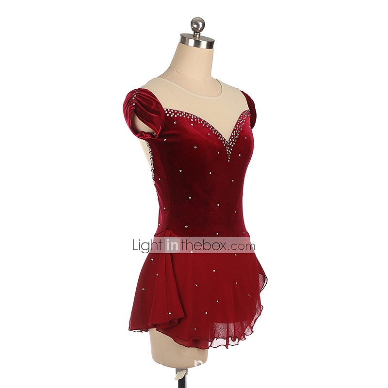 Kunstschaatsjurk Dames Voor meisjes Schaatsen Jurken Outfits Bordeaux Marine Blauw Lapwerk Asymetrische zoom Netstof Spandex Hoge Elasticiteit Opleiding Wedstrijd Kunstschaatskleding Met de hand 2026 - $106.99 –P9