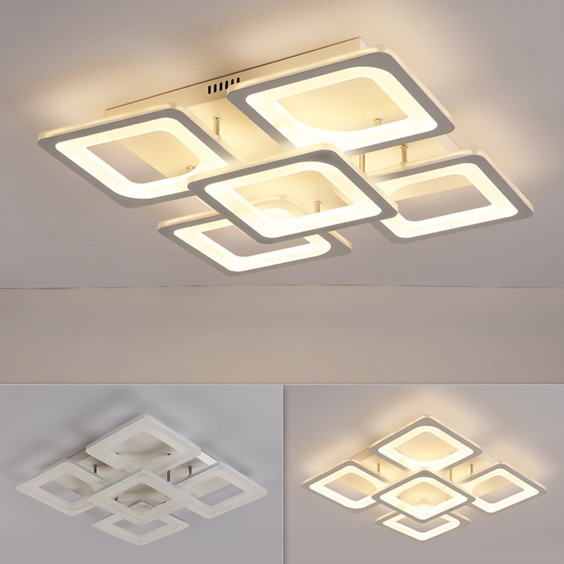 led stropní svítidlo čtvercový design moderní 5 světel 8 světel 60/90 cm stmívatelné zapuštěné světlo kovové akrylové lineární geometrické minimalistické lakované povrchy 110-120v 220-240v 2025 - $191.14 –P2