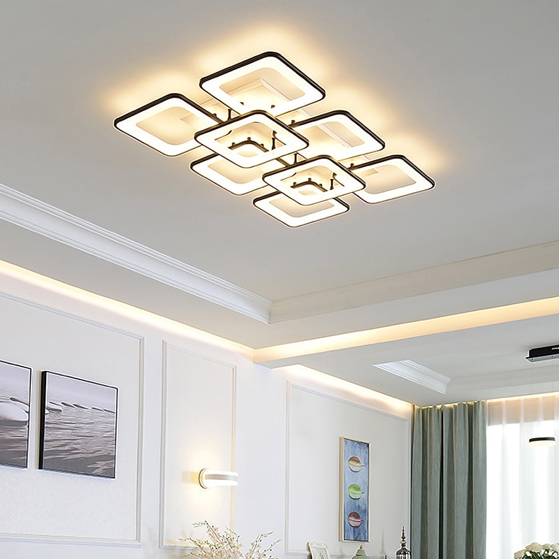 led stropní svítidlo čtvercový design moderní 5 světel 8 světel 60/90 cm stmívatelné zapuštěné světlo kovové akrylové lineární geometrické minimalistické lakované povrchy 110-120v 220-240v 2025 - $191.14 –P5