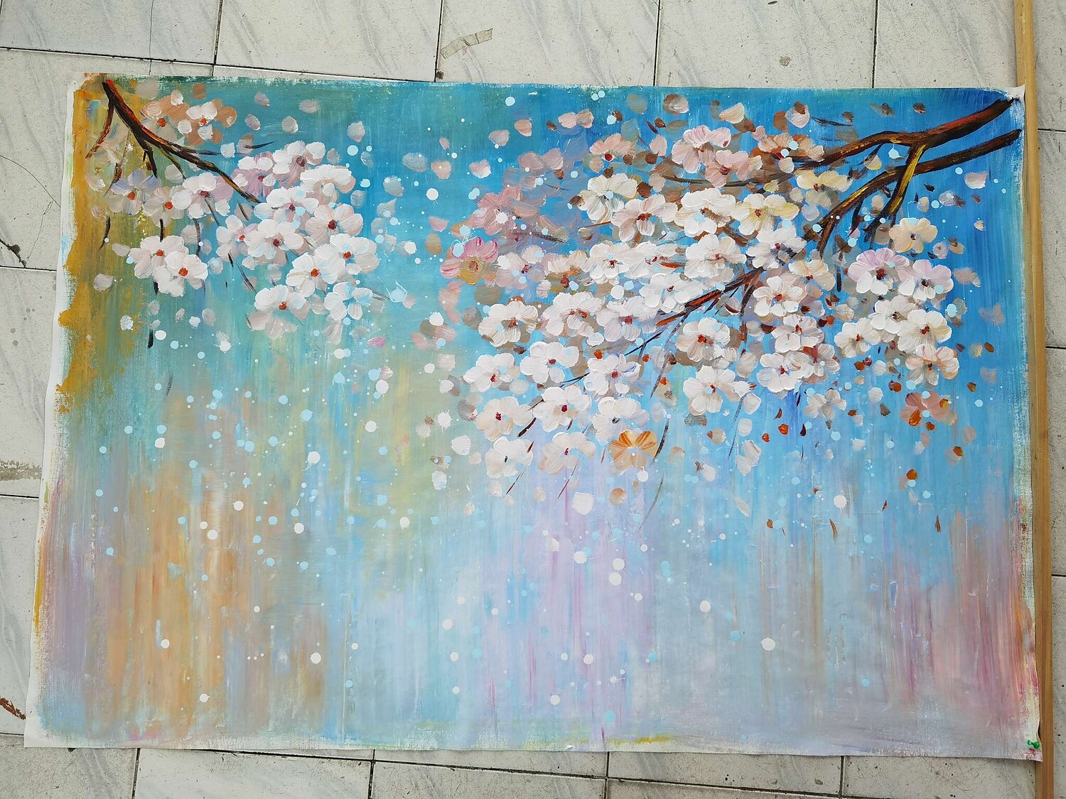 Oil Painting Hand Painted Horizontal Abstract Floral / Botanical Modern Stretched Canvas 2025 - $108.99 –P10
