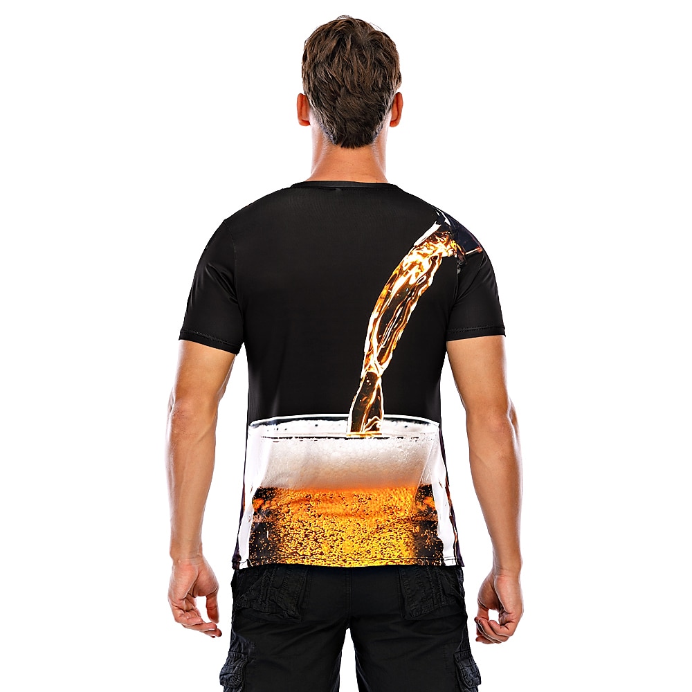 Herren Graphic 3D Bier T Shirt Tee Kurzarm T-Shirt 3D-Druck Rundhalsausschnitt Hemd Basic Komfortabel Groß und hoch Ausgehen Wochenende Oktoberfest Schwarz Rosa Rote Frühling Sommer Bekleidung 2025 - $17.99 –P5