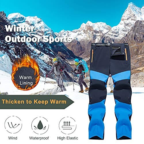 herren trekkinghose gefütterte softshellhose wanderhose funktionshose schnell trocknende hosen männer freizeithose outdoorhose stretch arbeitshose-blau-4xl 2025 - $39.99 –P7