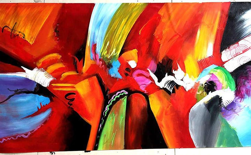 olieverfschilderij handgemaakte handgeschilderde kunst aan de muur abstract kleurrijk huisdecoratie decor gerold canvas geen frame niet uitgerekt 2025 - $100.99 –P7