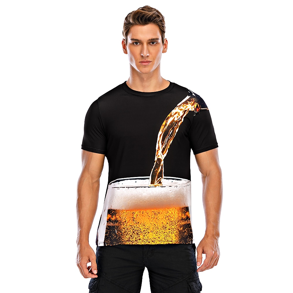 Herren Graphic 3D Bier T Shirt Tee Kurzarm T-Shirt 3D-Druck Rundhalsausschnitt Hemd Basic Komfortabel Groß und hoch Ausgehen Wochenende Oktoberfest Schwarz Rosa Rote Frühling Sommer Bekleidung 2025 - $17.99 –P3