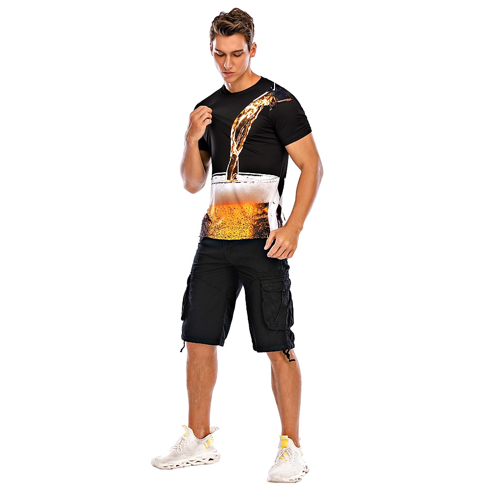 Herren Graphic 3D Bier T Shirt Tee Kurzarm T-Shirt 3D-Druck Rundhalsausschnitt Hemd Basic Komfortabel Groß und hoch Ausgehen Wochenende Oktoberfest Schwarz Rosa Rote Frühling Sommer Bekleidung 2025 - $17.99 –P4