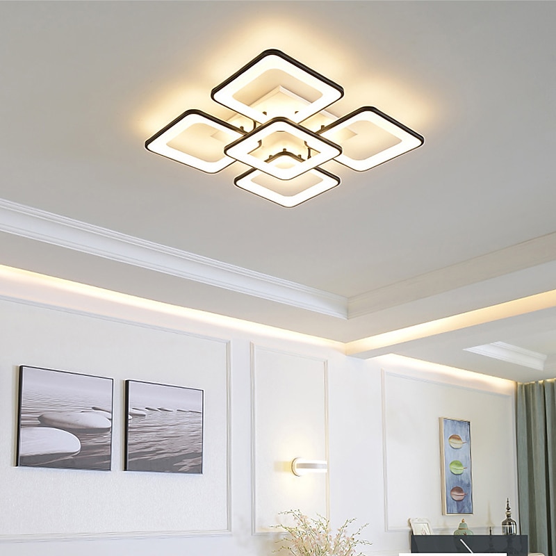 led stropní svítidlo čtvercový design moderní 5 světel 8 světel 60/90 cm stmívatelné zapuštěné světlo kovové akrylové lineární geometrické minimalistické lakované povrchy 110-120v 220-240v 2025 - $191.14 –P3