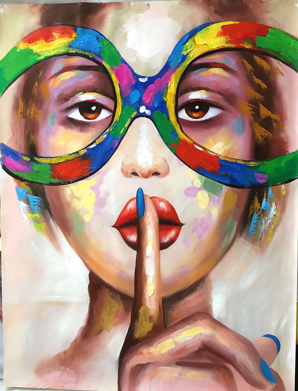 női arcpaletta portré kézzel festett pop art falfestmény vászon olajfestmény dekorativók otthoni szállodák gályájának keret nélkül hengerelve 2026 - $81.99 –P8