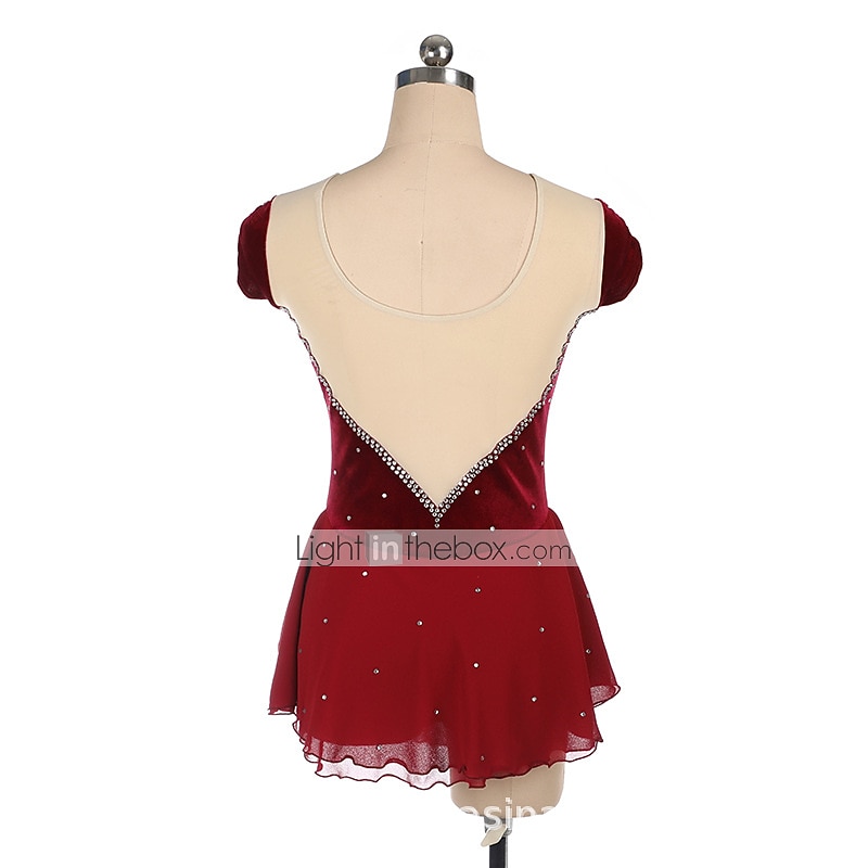Kunstschaatsjurk Dames Voor meisjes Schaatsen Jurken Outfits Bordeaux Marine Blauw Lapwerk Asymetrische zoom Netstof Spandex Hoge Elasticiteit Opleiding Wedstrijd Kunstschaatskleding Met de hand 2026 - $106.99 –P7