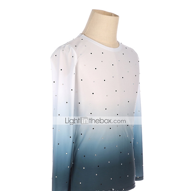 Kunstschaatstopje Voor heren Jongens Schaatsen Outfits Kleding Bovenlichaam Wit Hoge Elasticiteit Opleiding Wedstrijd Kunstschaatskleding Met de hand gemaakt Kristal / Bergkristal Lange mouw 2025 - $87.99 –P5