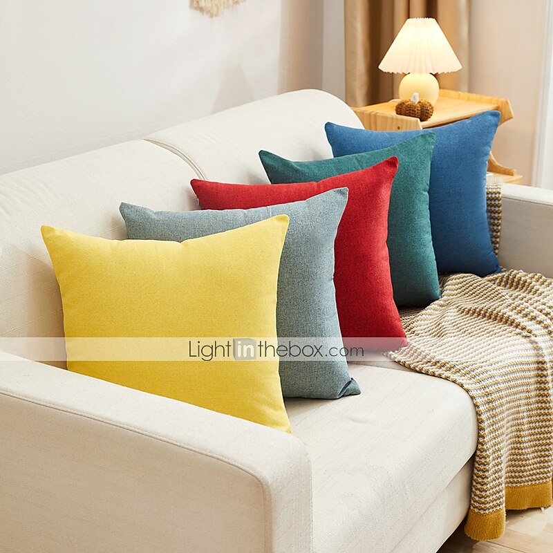 Decorative Toss Pillows Cotton Classic Solid Colored Warm Comfortable Pillow Case Cover Living Room Bedroom Sofa Cushion Cover Outdoor Cushion for Sofa Couch Bed Chair Pink Blue Sage Green Purple 2025 - GBP £6.99 –P9