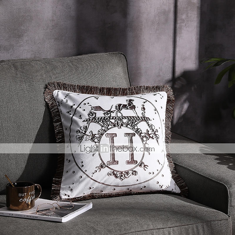 Decorative Toss Pillows Double Side Trend Brand Light luxury velvet tassel d Printing Pillow Case Cover Living room Bedroom Sofa Cushion cover 2025 - $28.99 –P3