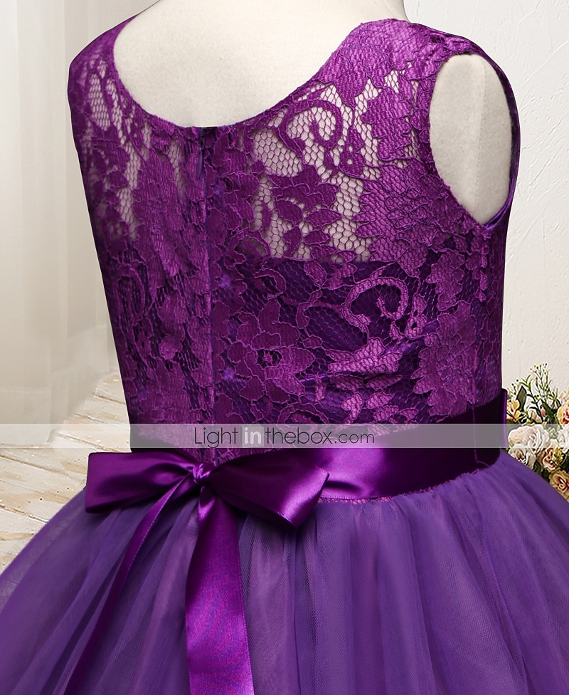 kinderkleidung Mädchen Blumenmädchen Kleid Kleid Einfarbig Ärmellos Hochzeit Party Spitze Gitter Kuschelig Polyester Maxi Blumenmädchenkleid Sommer 4-13 Jahre Buntes Lila Farbpulver Weiß 2025 - $36.99 –P1