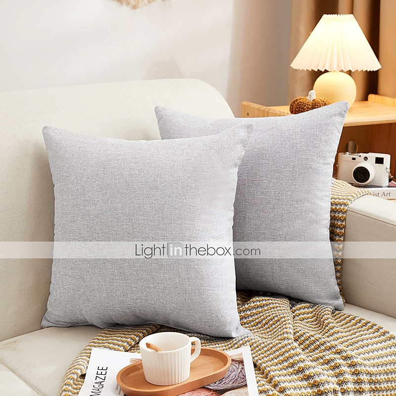 Decorative Toss Pillows Cotton Classic Solid Colored Warm Comfortable Pillow Case Cover Living Room Bedroom Sofa Cushion Cover Outdoor Cushion for Sofa Couch Bed Chair Pink Blue Sage Green Purple 2025 - GBP £6.99 –P5