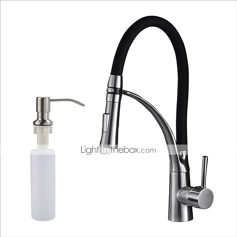 Kitchen Faucet Set, Brush Nickel Single Handle One Hole Pull Out Centerset, Brass Kitchen Faucet with Supply Lines 2025 - $113.99 –P6