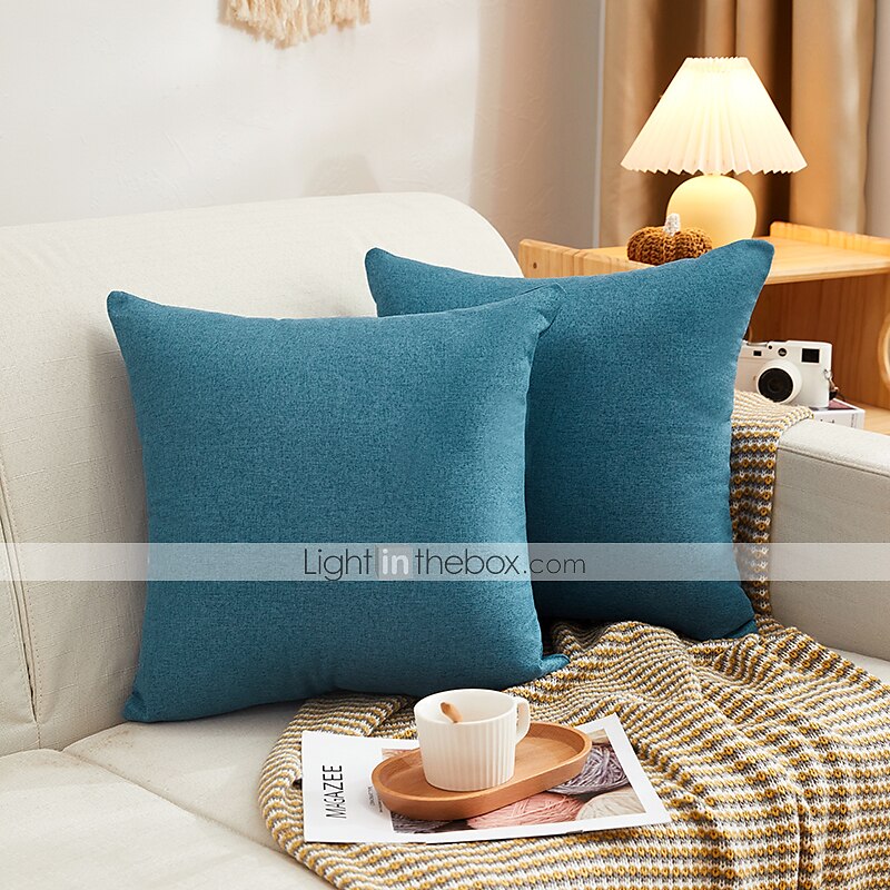 Decorative Toss Pillows Cotton Classic Solid Colored Warm Comfortable Pillow Case Cover Living Room Bedroom Sofa Cushion Cover Outdoor Cushion for Sofa Couch Bed Chair Pink Blue Sage Green Purple 2025 - GBP £6.99 –P7