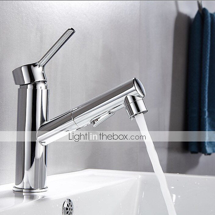Bathroom Sink Faucet - Pull out Electroplated / Painted Finishes Centerset Single Handle One HoleBath Taps 2025 - $97.99 –P4