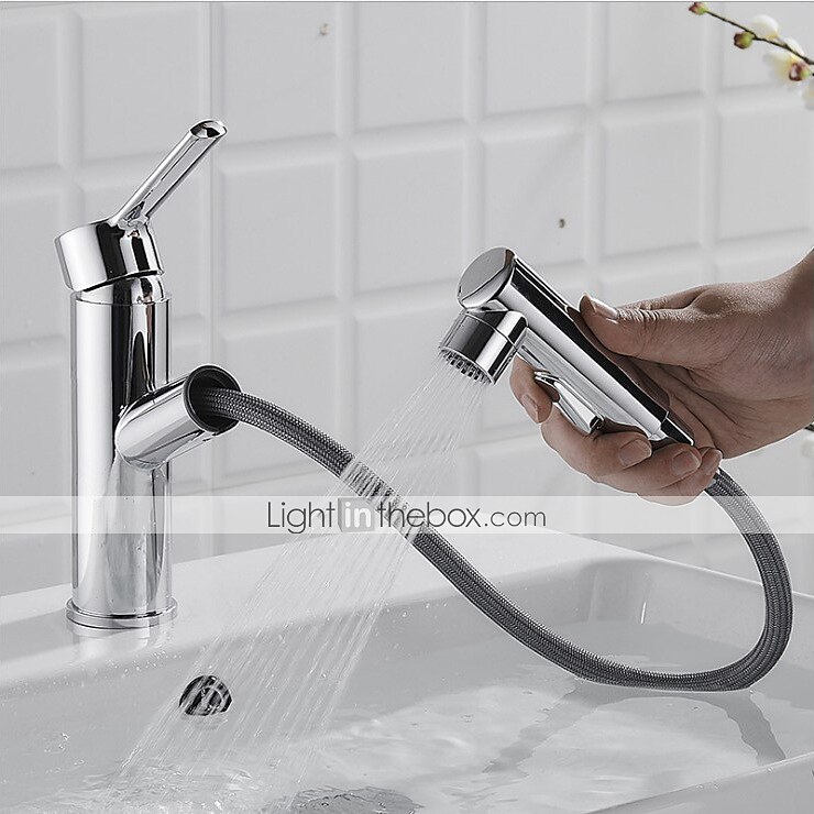 Bathroom Sink Faucet - Pull out Electroplated / Painted Finishes Centerset Single Handle One HoleBath Taps 2025 - $97.99 –P6