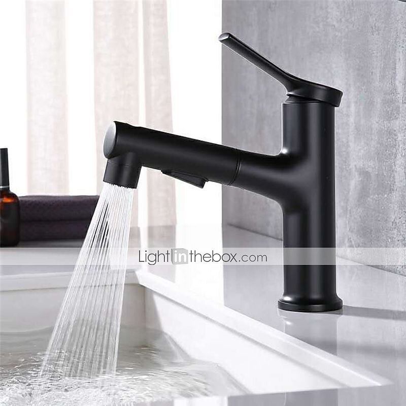 Bathroom Sink Faucet - Pull out Electroplated / Painted Finishes Centerset Single Handle One HoleBath Taps 2025 - $97.99 –P2