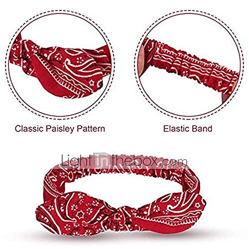 1 PC elastic paisley bandana knot headbands rabbit ear bow headband turban headwraps hair band for women girls 2025 - $3.49 –P4