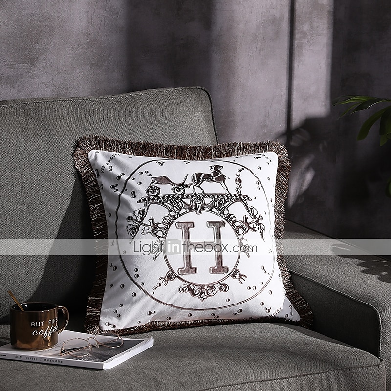 Decorative Toss Pillows Double Side Trend Brand Light luxury velvet tassel d Printing Pillow Case Cover Living room Bedroom Sofa Cushion cover 2025 - $28.99 –P10