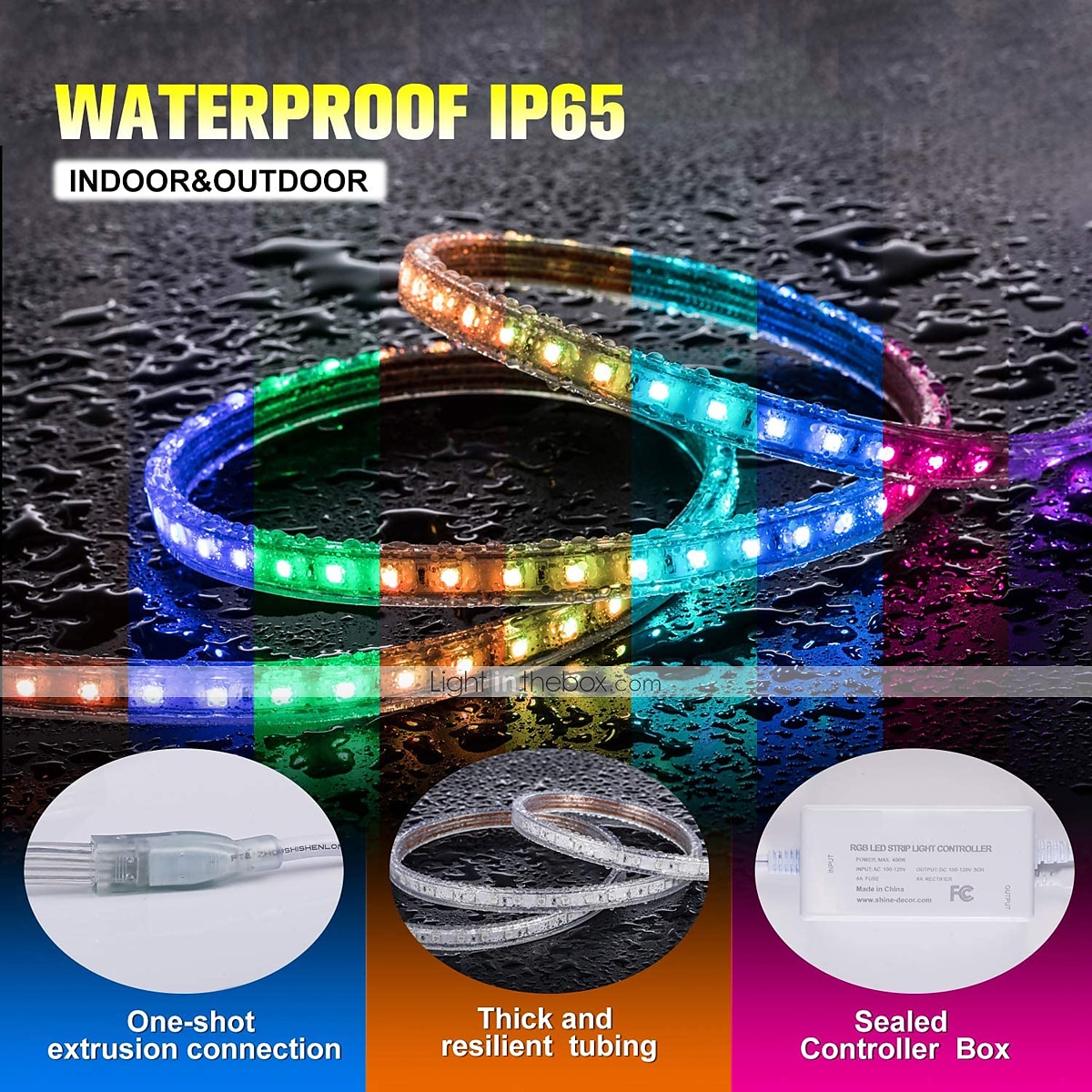 Multi Length LED RGB Strip Lights Dimmable Color Change Fairy Christmas 5050 60LED String Lights IP65 Waterproof Indoor Outdoor Rope Lights with Remote LED Strip Lighting 8x16mm AC220V 2025 - $52.99 –P9