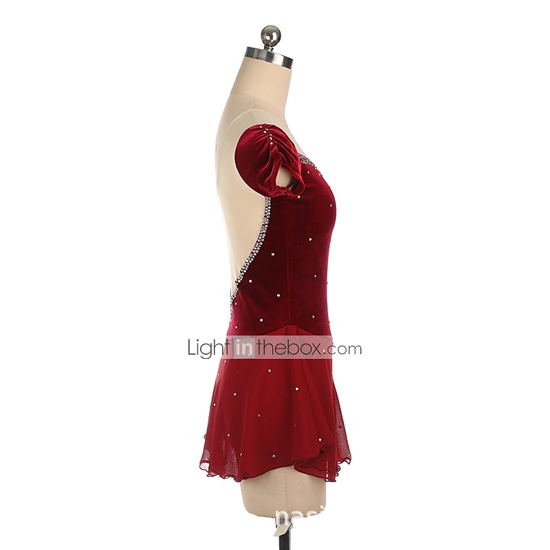 Kunstschaatsjurk Dames Voor meisjes Schaatsen Jurken Outfits Bordeaux Marine Blauw Lapwerk Asymetrische zoom Netstof Spandex Hoge Elasticiteit Opleiding Wedstrijd Kunstschaatskleding Met de hand 2026 - $106.99 –P8
