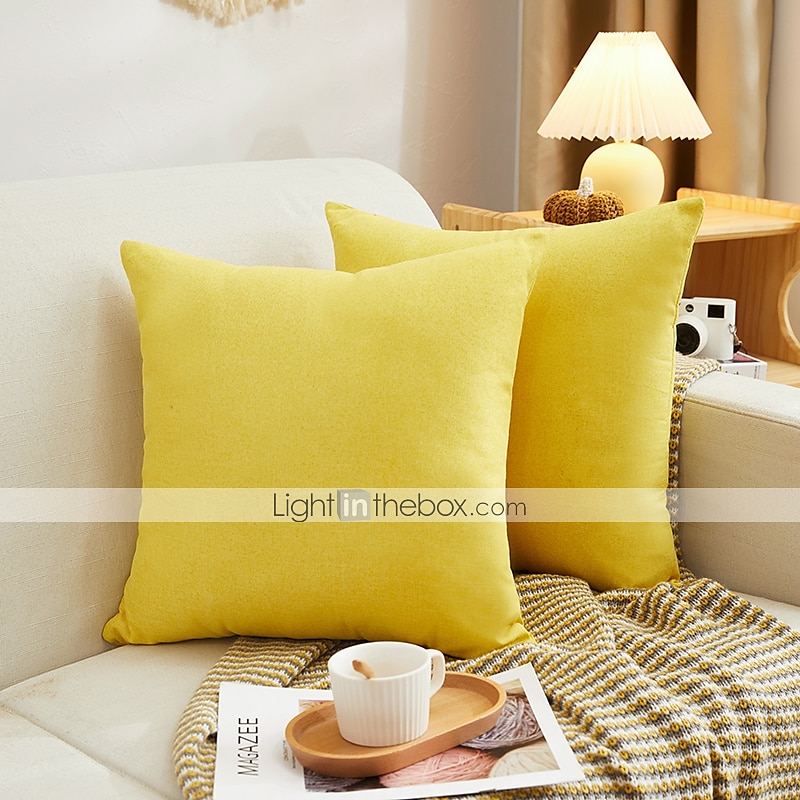 Decorative Toss Pillows Cotton Classic Solid Colored Warm Comfortable Pillow Case Cover Living Room Bedroom Sofa Cushion Cover Outdoor Cushion for Sofa Couch Bed Chair Pink Blue Sage Green Purple 2025 - GBP £6.99 –P2