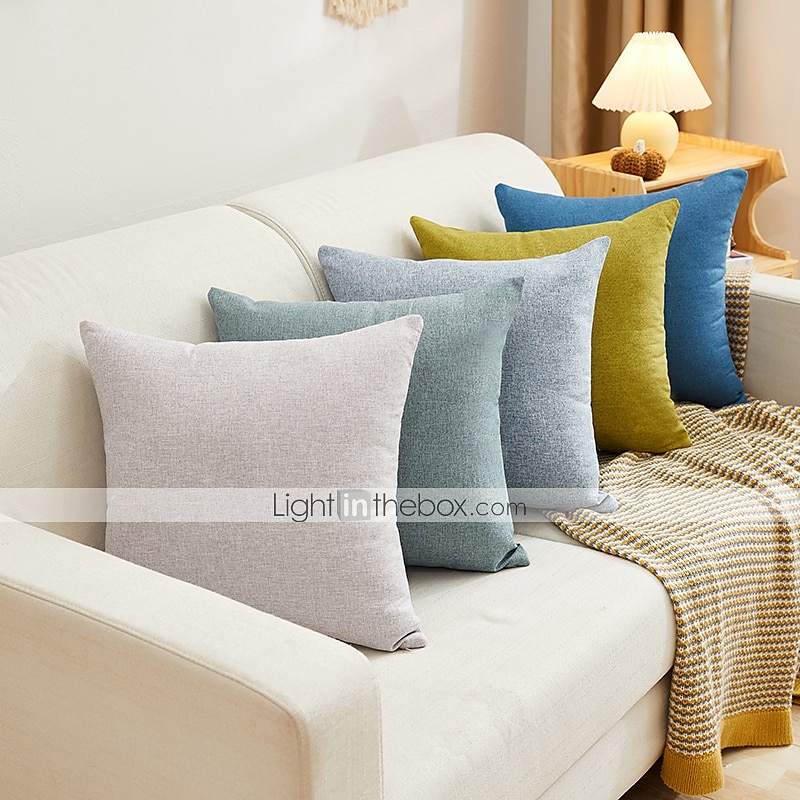 Decorative Toss Pillows Cotton Classic Solid Colored Warm Comfortable Pillow Case Cover Living Room Bedroom Sofa Cushion Cover Outdoor Cushion for Sofa Couch Bed Chair Pink Blue Sage Green Purple 2025 - GBP £6.99 –P10