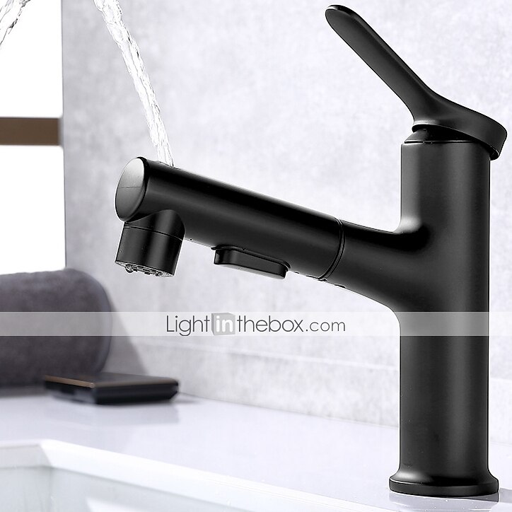 Bathroom Sink Faucet - Pull out Electroplated / Painted Finishes Centerset Single Handle One HoleBath Taps 2025 - $97.99 –P1
