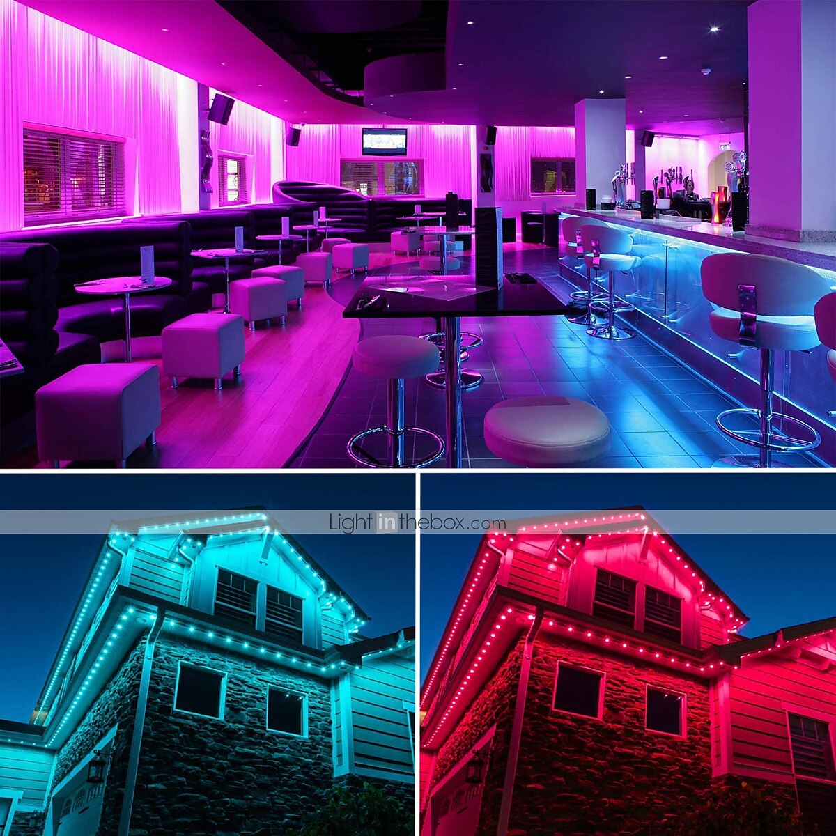 lumières de bande rgb led multi longueur changement de couleur dimmable fée noël 5050 guirlandes 60led ip65 lumières de corde extérieure intérieure étanche avec éclairage à bande led à distance 8x16mm de 2025 ? $52.99 –P3