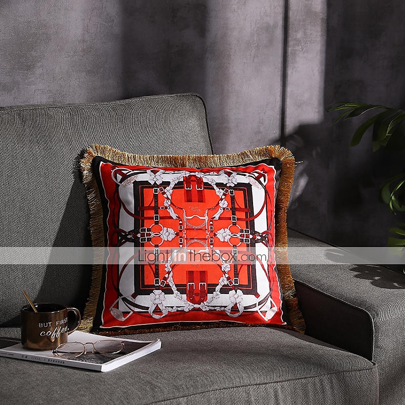 Decorative Toss Pillows Double Side Trend Brand Light luxury velvet tassel d Printing Pillow Case Cover Living room Bedroom Sofa Cushion cover 2025 - $28.99 –P5